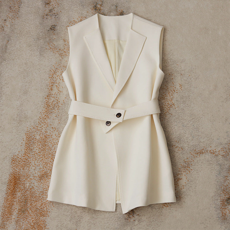 Damen Ärmellose Blazer-Weste mit Taillengürtel Echoarchiv