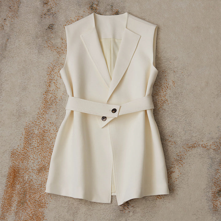 Damen Ärmellose Blazer-Weste mit Taillengürtel Echoarchiv