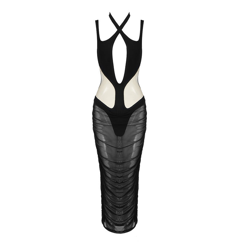 Damen figurbetontes Kleid mit innovativem Cut-Out-Design und transparenten Einsätzen Echo Archiv