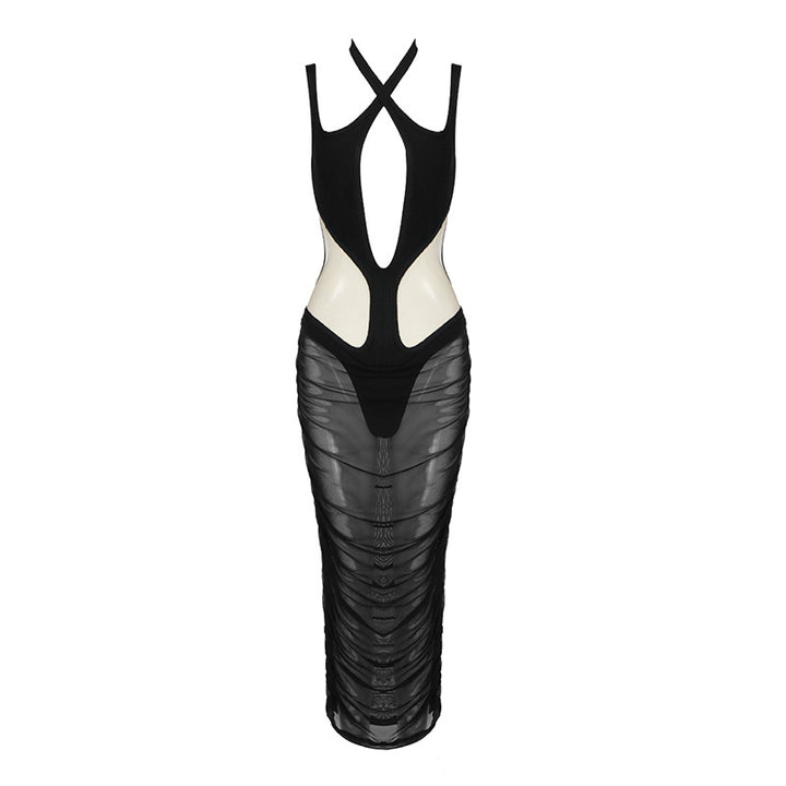 Damen figurbetontes Kleid mit innovativem Cut-Out-Design und transparenten Einsätzen Echo Archiv