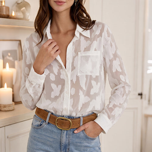 Damen Elegante Bluse mit transparenter Struktur Echo Archiv