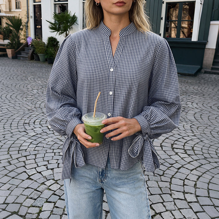 Damen Modische Bluse mit Rüschendetails und Knopfverschluss Echo Archiv