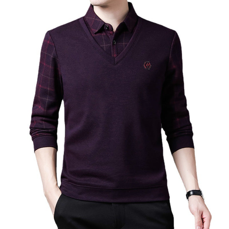 Herren eleganter V-Ausschnitt Pullover mit strukturiertem Oberteil Echoarchiv
