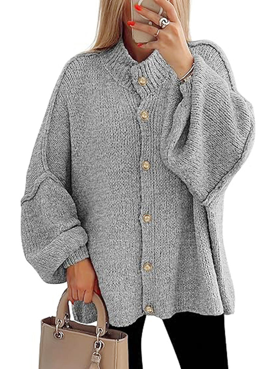 Damen oversized Strickjacke mit Knopfverschluss Echoarchiv