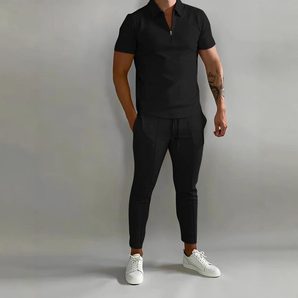 Herren modisches Freizeit-Set mit Polokragen und Reißverschluss Echoarchiv