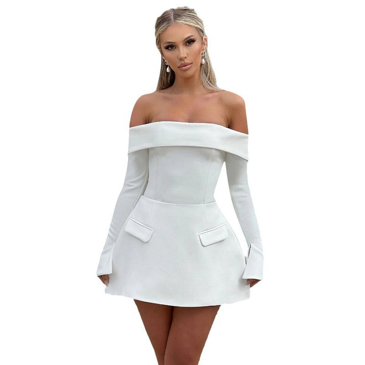 Damen Offshoulder Mini-Kleid mit eleganten Ärmeln und praktischen Taschen Echo Archiv