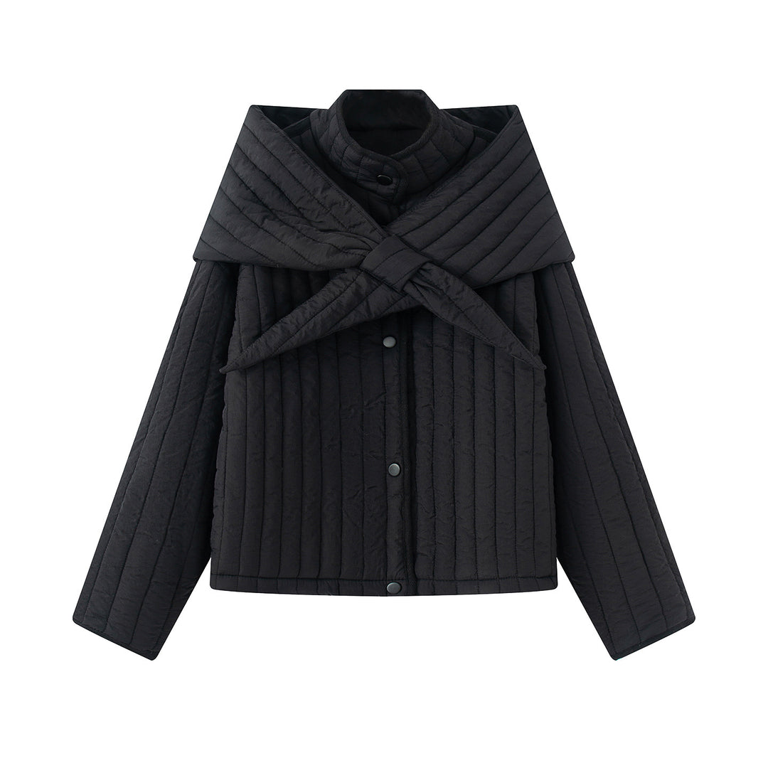 Damen nan gesteppte Jacke mit großem Wickelkragen und Bindeschal Echo Archiv