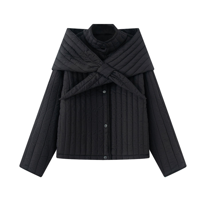 Damen nan gesteppte Jacke mit großem Wickelkragen und Bindeschal Echo Archiv