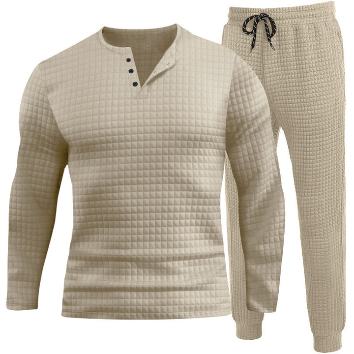 Herren Dreiteiliges Set mit strukturiertem Langarmshirt und Jogginghose Echoarchiv