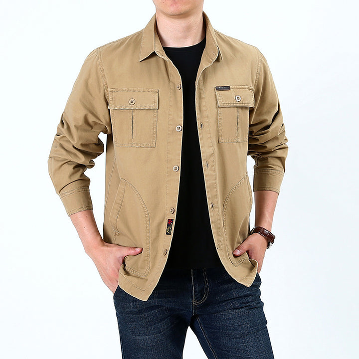 Herren lässige Utility-Jacke mit praktischen Taschen und elastischen Bündchen Echoarchiv