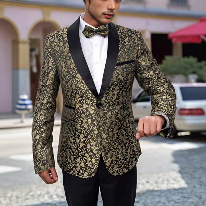 Herren luxuriöser Jacquard-Smoking mit elegantem Blumenmuster Echoarchiv