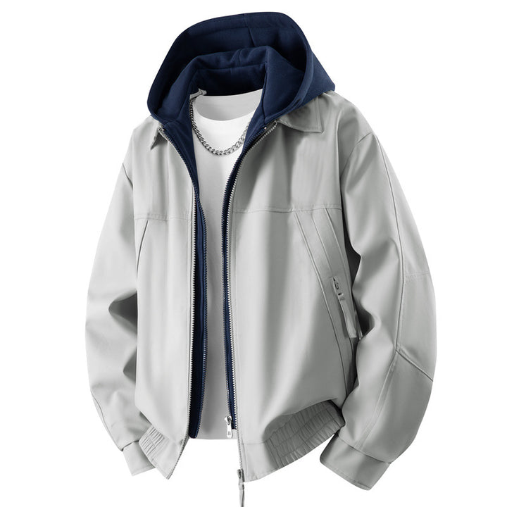 Herren Lässige Lagen‑Bomberjacke mit integrierter Kapuzen‑Innenjacke, Zwei‑Wege‑Reißverschluss & elastischem Saum Echoarchiv