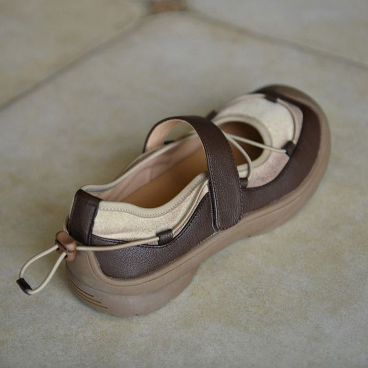 Damen Bequeme Mary-Jane-Sneaker mit Klettverschluss, elastischer Schnürung und profilierter Gummisohle Echo Archiv