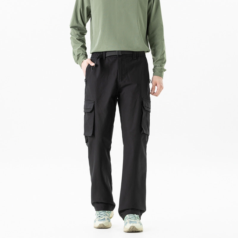 Herren Utility-Cargohose im technischen Trekking-Stil mit integriertem Gürtel und Mehrfach‑Taschen Echo Archiv
