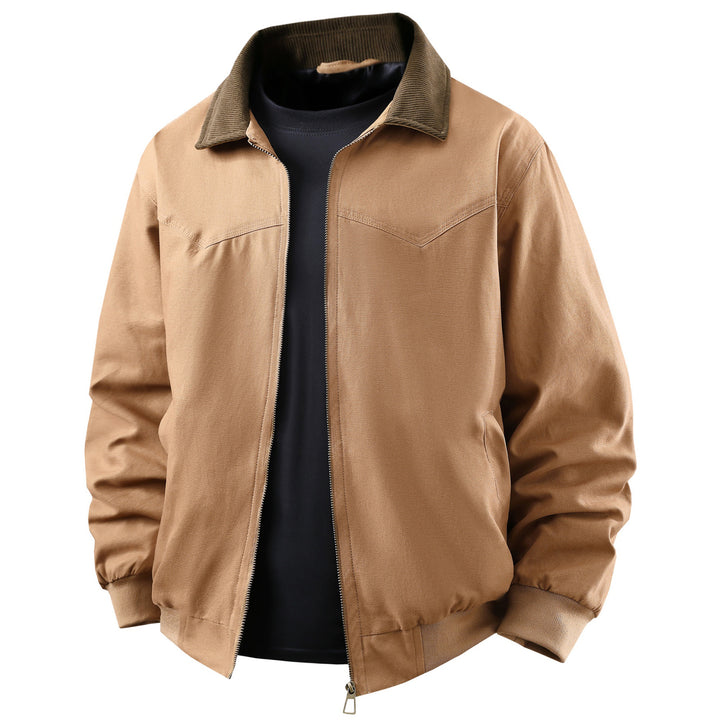 Herren klassische Übergangsjacke mit kontrastierendem Kragen und funktionalen Taschen Echoarchiv