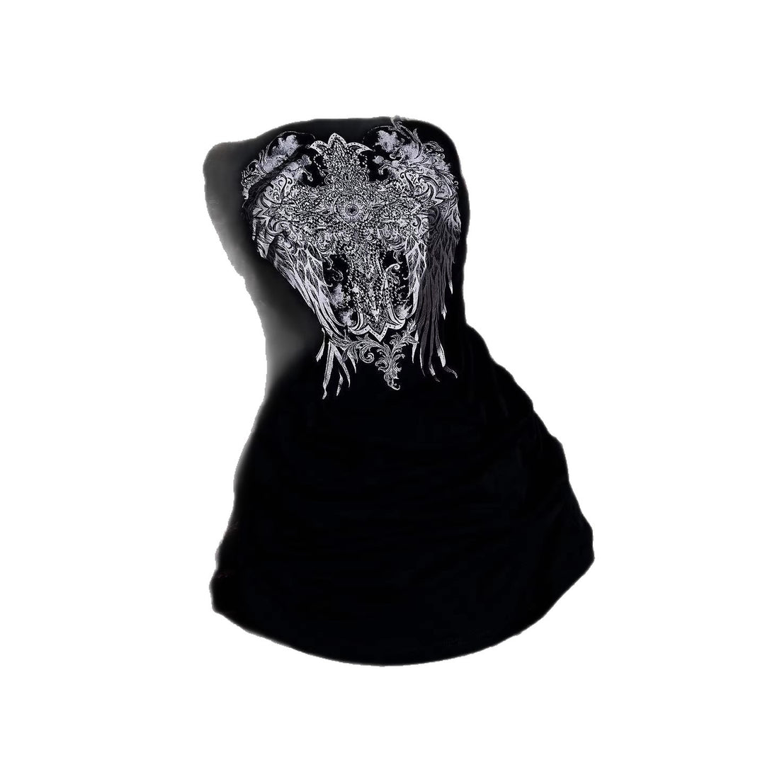 Damen Strapless Minikleid mit aufwendigem Grafikdesign Echo Archiv
