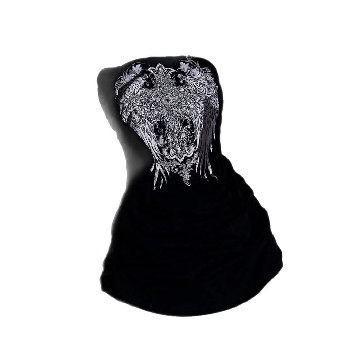 Damen Strapless Minikleid mit aufwendigem Grafikdesign Echo Archiv