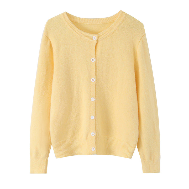 Damen Feinstrick-Cardigan mit Rundhalsausschnitt, durchgehender Knopfleiste und geripptem Saum Echo Archiv