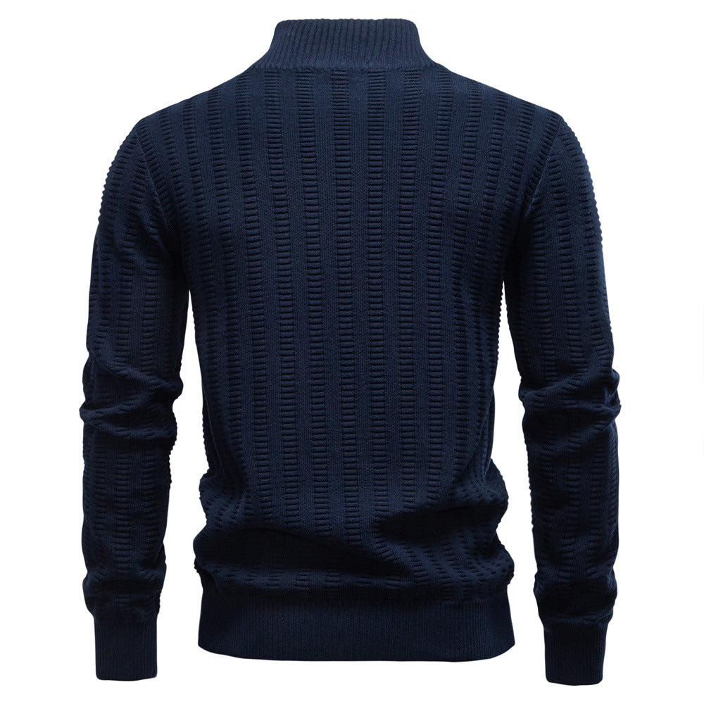 Herren Pullover mit strukturiertem Design und halbem Reißverschluss Echoarchiv