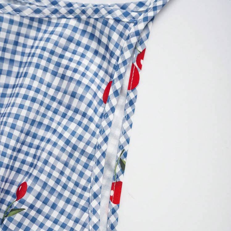 Damen Bluse mit floralem Karo-Muster und Rüschensaum Echo Archiv