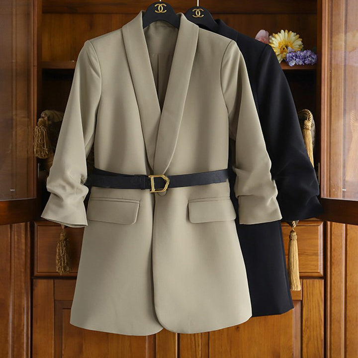 Damen Moderner Blazer mit Taillengürtel Echoarchiv
