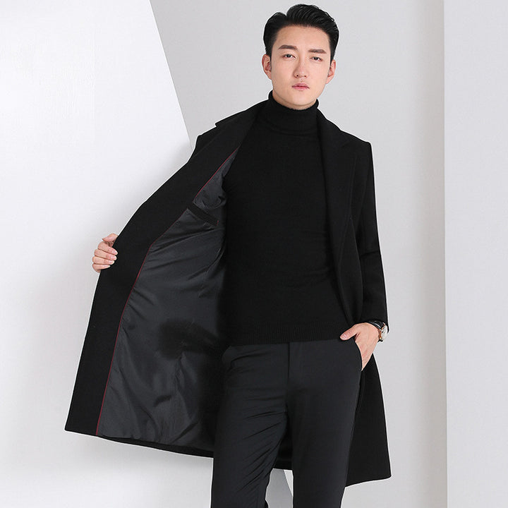 Herren eleganter Wollmantel mit klassischem Schnitt und praktischen Taschen Echoarchiv