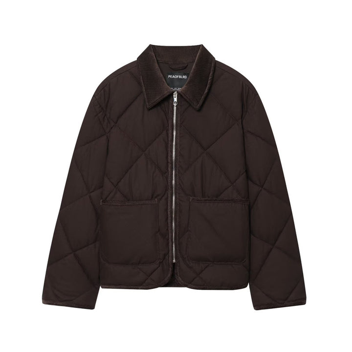 Damen Kurzjacke gesteppter Quilt‑Bomber mit Cordkragen, Frontreißverschluss und aufgesetzten Taschen Echo Archiv