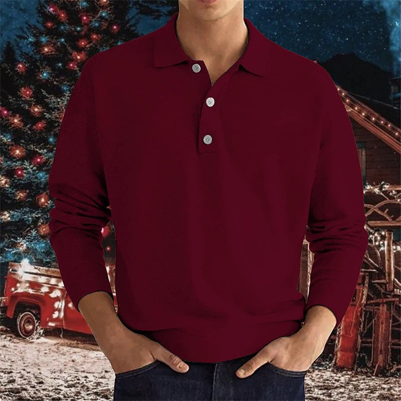 Herren Langarm-Polo mit modischem Henley-Kragen Echoarchiv