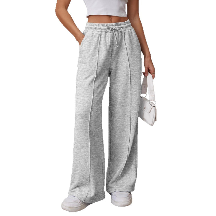 Damen nan High-Waist Relax-Freizeithose mit doppeltem Rippbund, sichtbarer Bügelfalte und weitem Bein Echo Archiv