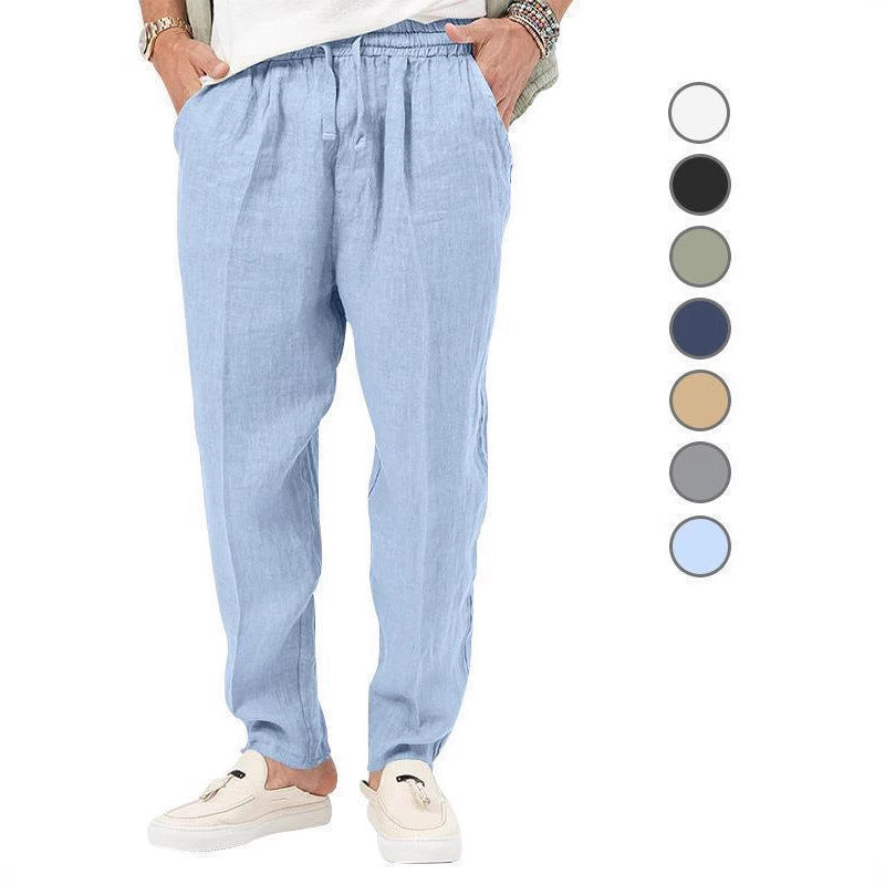 Herren Lockere Leinenhose mit elastischem Bund Echoarchiv