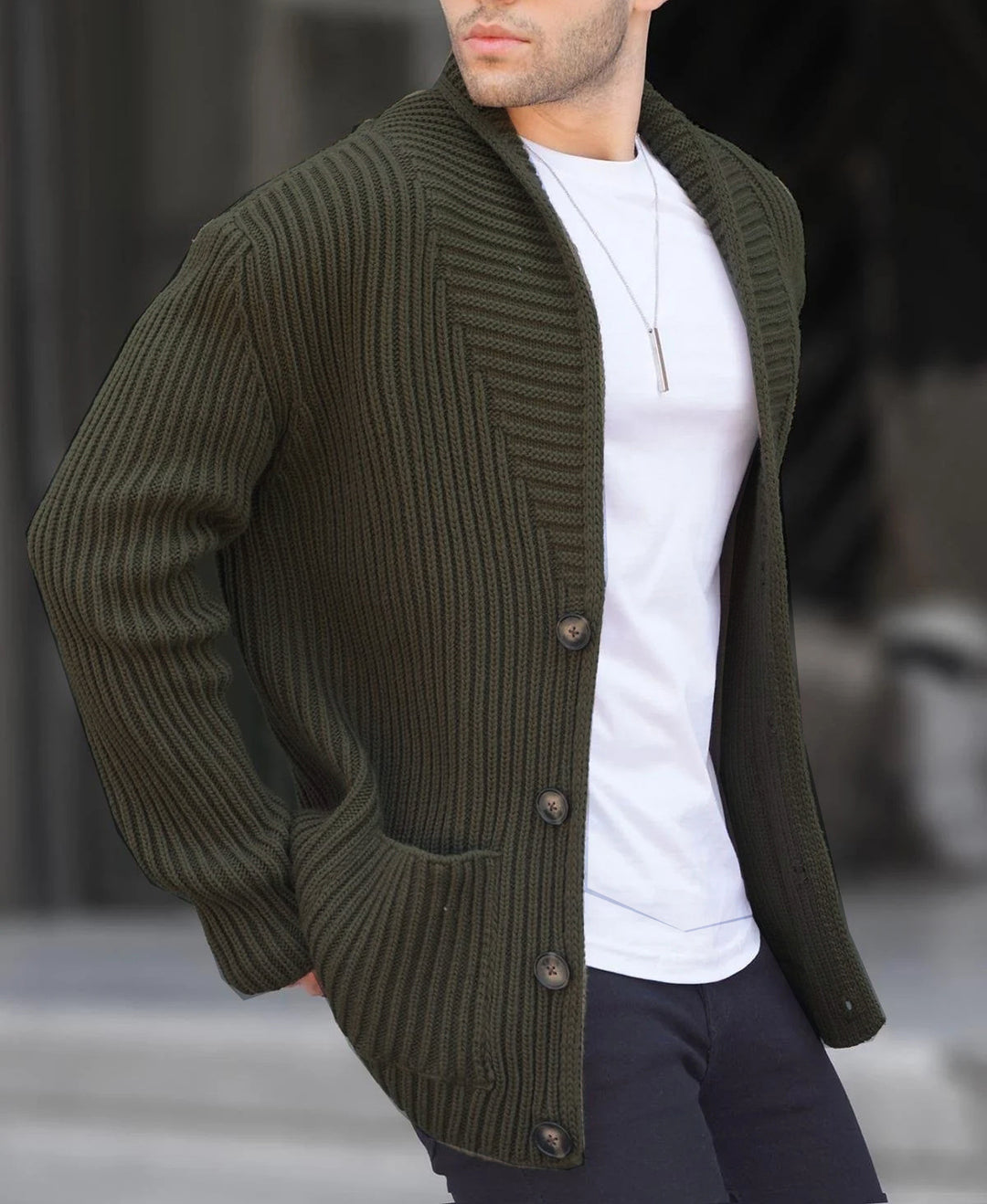 Herren Strickjacke mit tiefem Ausschnitt und knöpfen Echoarchiv