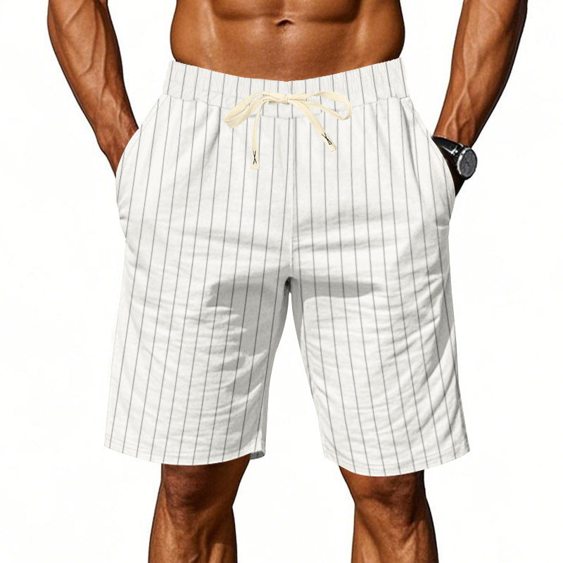 Herren Strandshorts mit vertikalem Streifenmuster und elastischem Kordelzug Echoarchiv