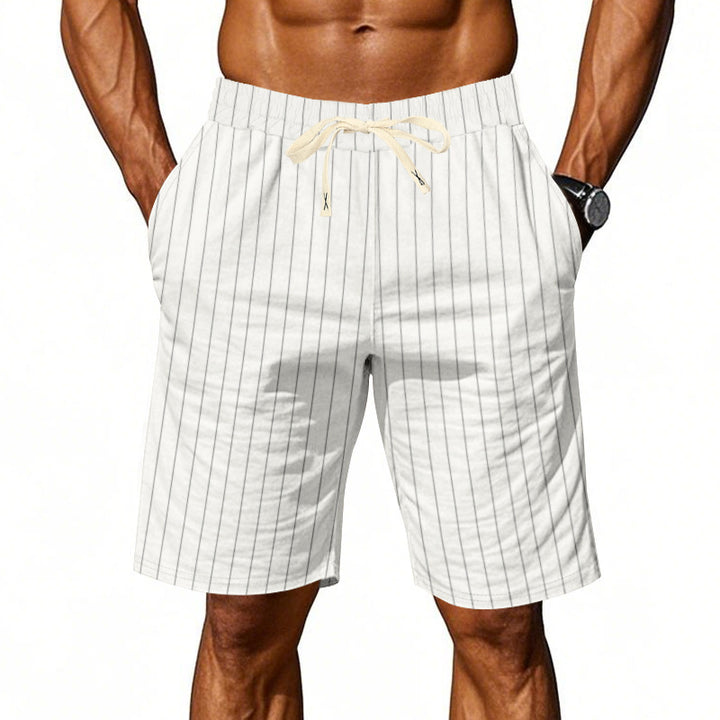 Herren Strandshorts mit vertikalem Streifenmuster und elastischem Kordelzug Echoarchiv