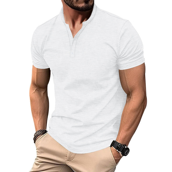 Herren Kurzarm-Henley-T-Shirt mit hochwertigem, atmungsaktivem Baumwollmix Echoarchiv