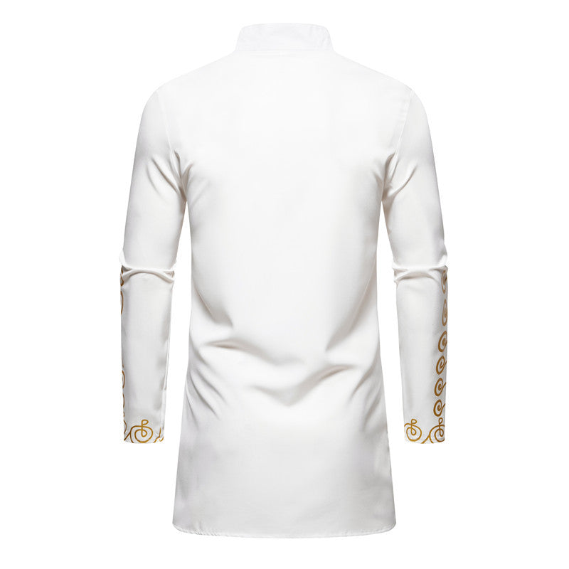 Herren Lange Tunika mit Stehkragen und goldverziertem Ornament Echo Archiv