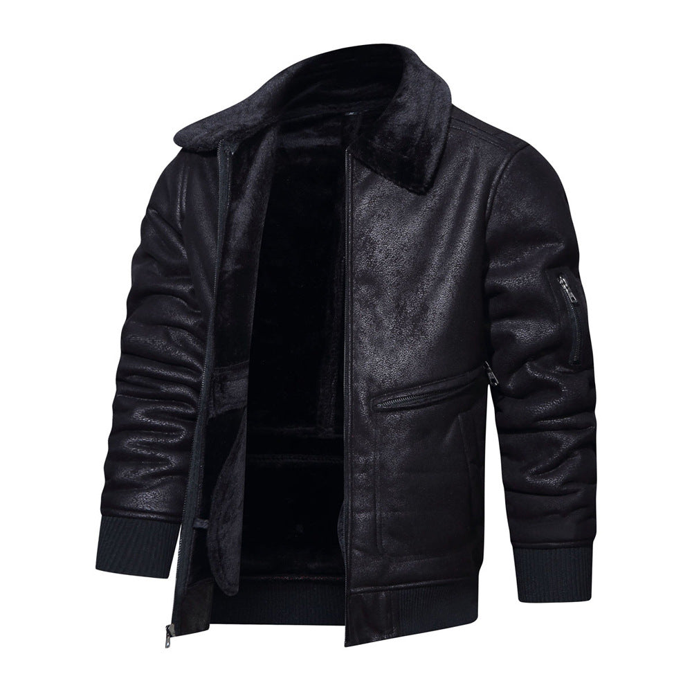 Herren Bikerjacke mit Teddyfutter und hohem Kragen Echoarchiv
