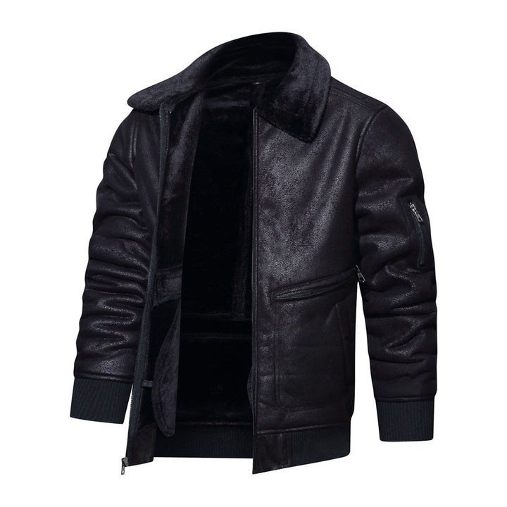 Herren Bikerjacke mit Teddyfutter und hohem Kragen Echoarchiv