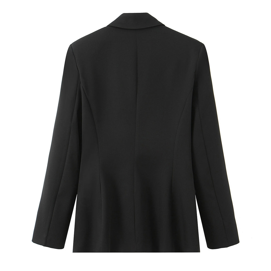 Damen Eleganter taillierter Blazer mit bezogenen Knöpfen und Pattentaschen Echoarchiv