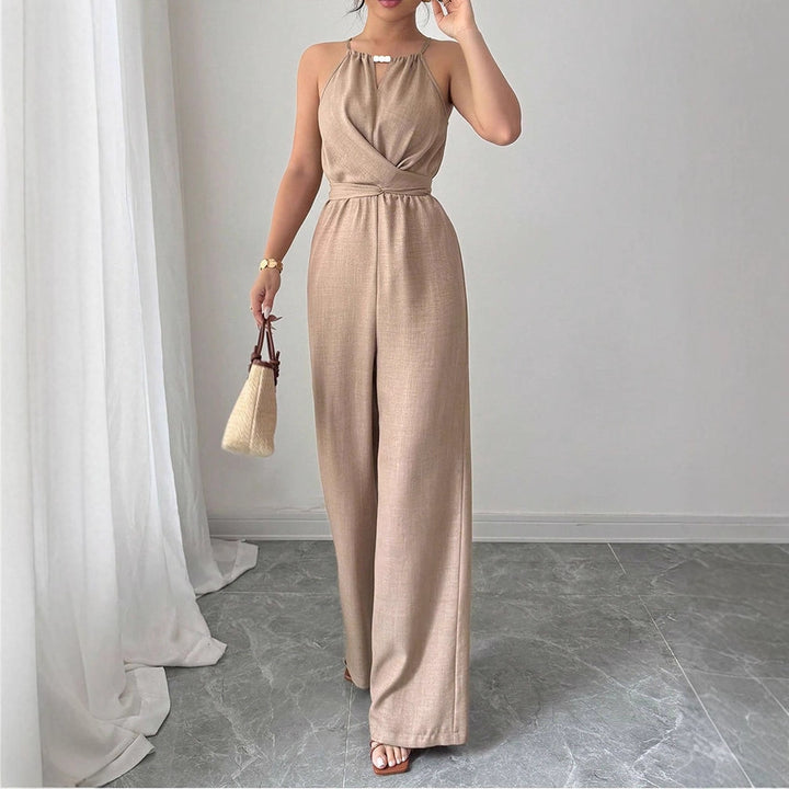 Damen bodenlanger Jumpsuit mit raffiniertem Wickeldesign und eleganter Bundnaht Echo Archiv