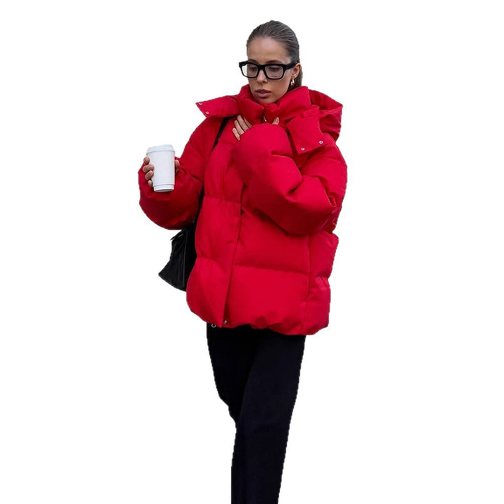 Damen Kurz geschnittene Stepp-Winterjacke mit hoher Kragenkapuze und wattierter Thermofütterung Echoarchiv