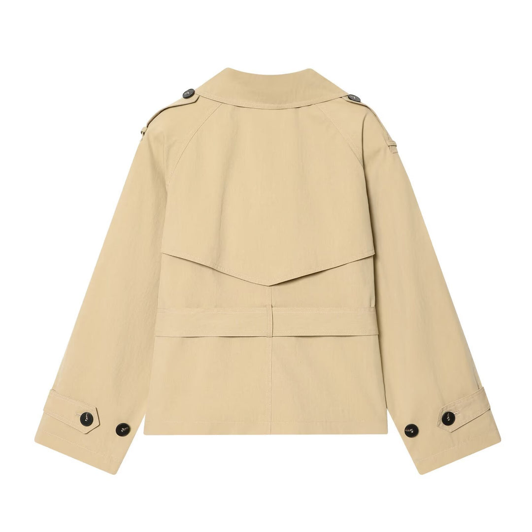 Damen kurzgeschnittener Trenchcoat mit Taillengürtel und Doppelreiher Echo Archiv