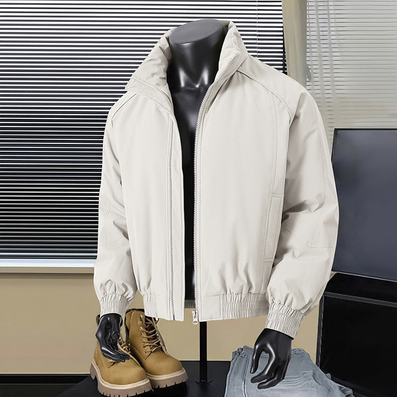 Herren Leichte Harrington-Jacke mit Stehkragen, elastischem Saum und Zwei-Wege-Reißverschluss Echo Archiv