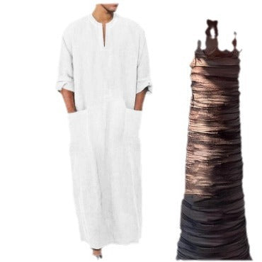 Herren Baumwoll-Kaftan mit modernem geometrischem Muster und praktischen Taschen Echoarchiv