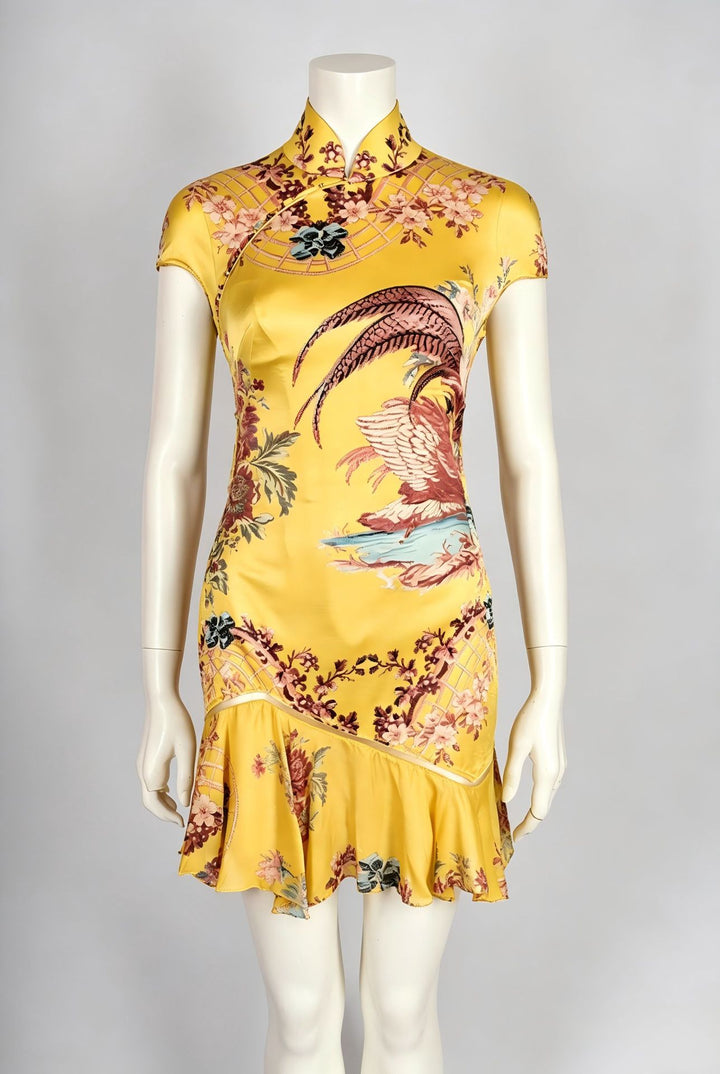 Damen Chiffon-Kleid mit asiatischem Design und Rüschendetails Echo Archiv