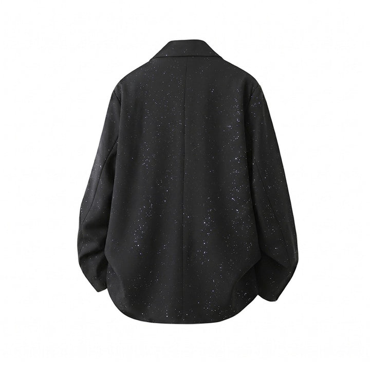 Herren Zweiteiliges Oversize-Lounge-Set mit gesprenkelter Übergangsjacke und weiter Bundfaltenhose Echoarchiv
