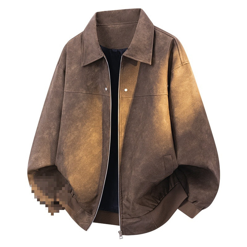 Herren Oversize Blousonjacke in Velours-Optik mit kastiger Silhouette, beidseitig öffnendem Reißverschluss & geripptem Saum Echoarchiv