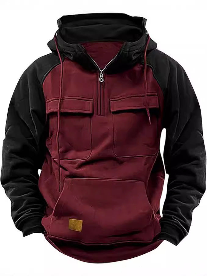 Herren stylischer Kapuzenpullover mit praktischen Taschen und hohem Kragen Echoarchiv