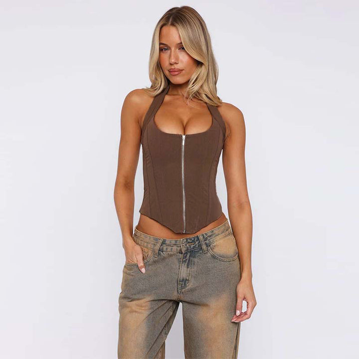 Damen Crop Top mit Reißverschluss Echo Archiv