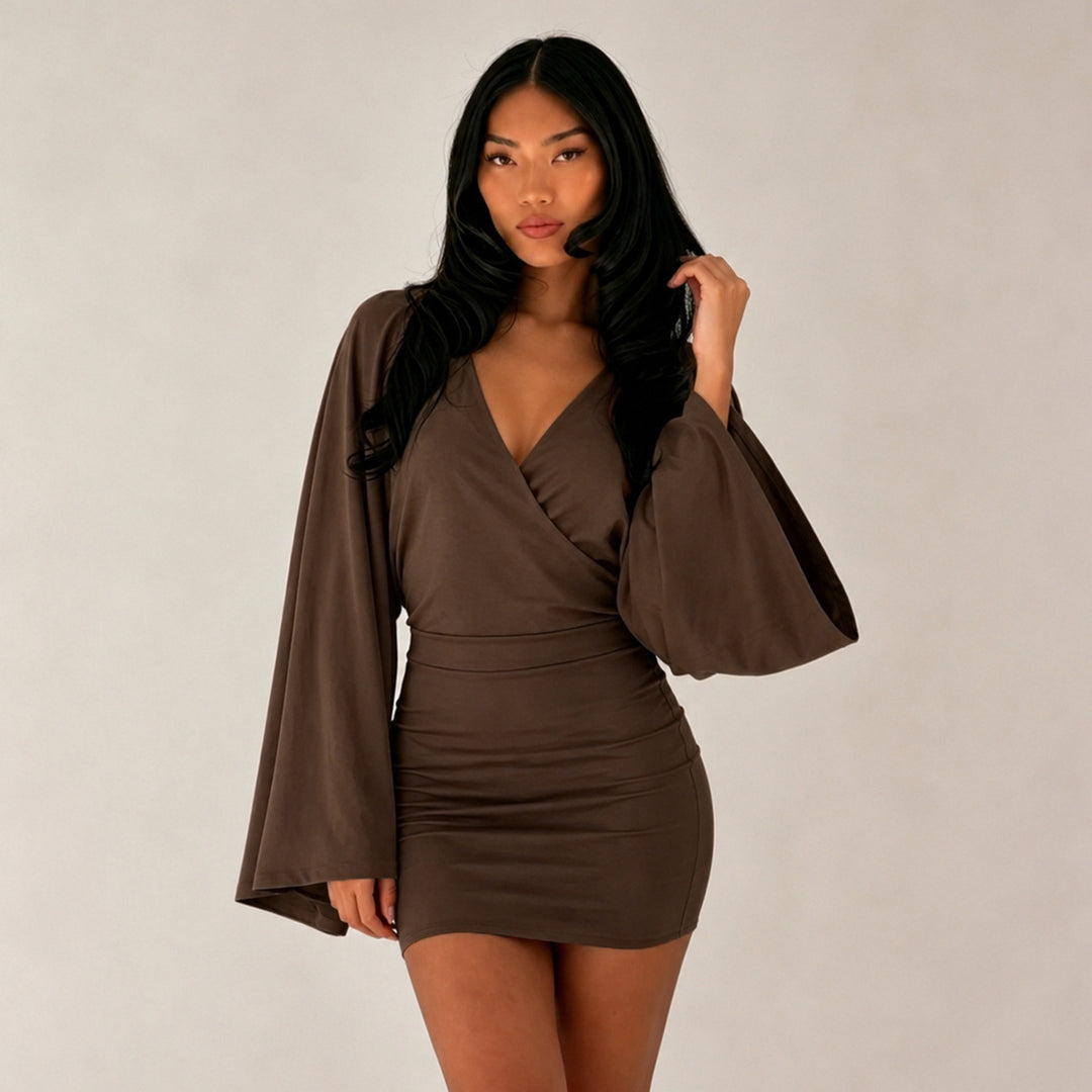Damen nan Wickel-Minikleid mit Kimonoärmeln, taillierter Miedernaht und stretchigem Jersey Echo Archiv