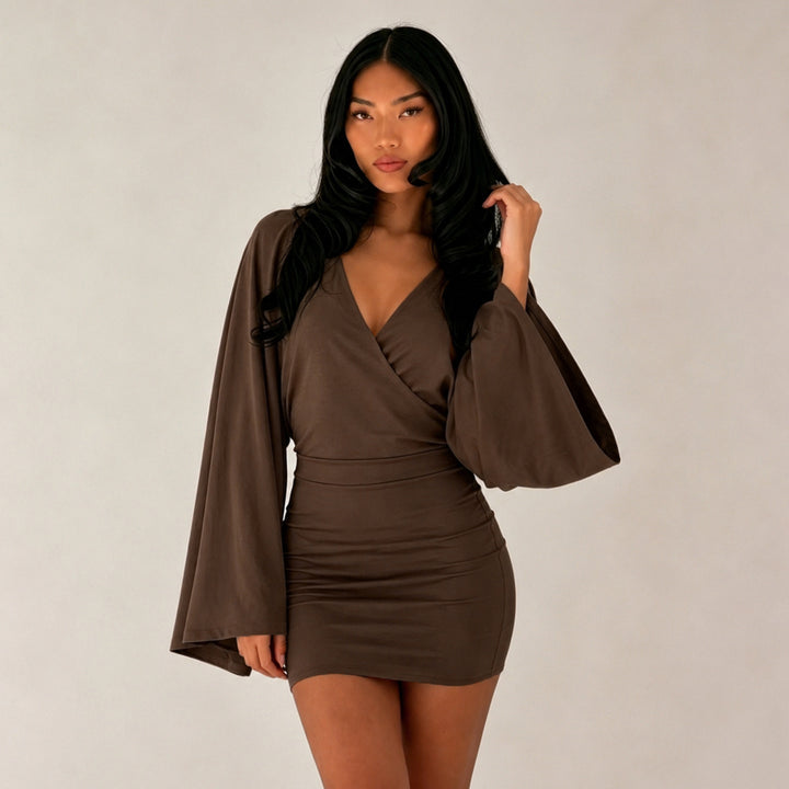Damen nan Wickel-Minikleid mit Kimonoärmeln, taillierter Miedernaht und stretchigem Jersey Echo Archiv